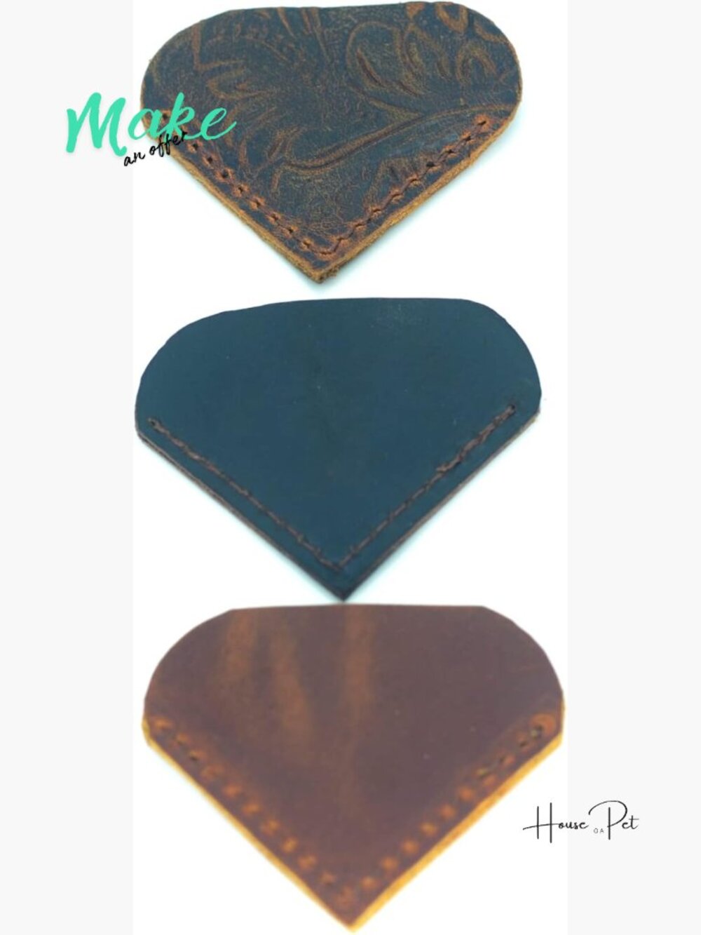 Leather Heart-Shape Bookmark Page Corner Page Maker Handmade Genuine Leather